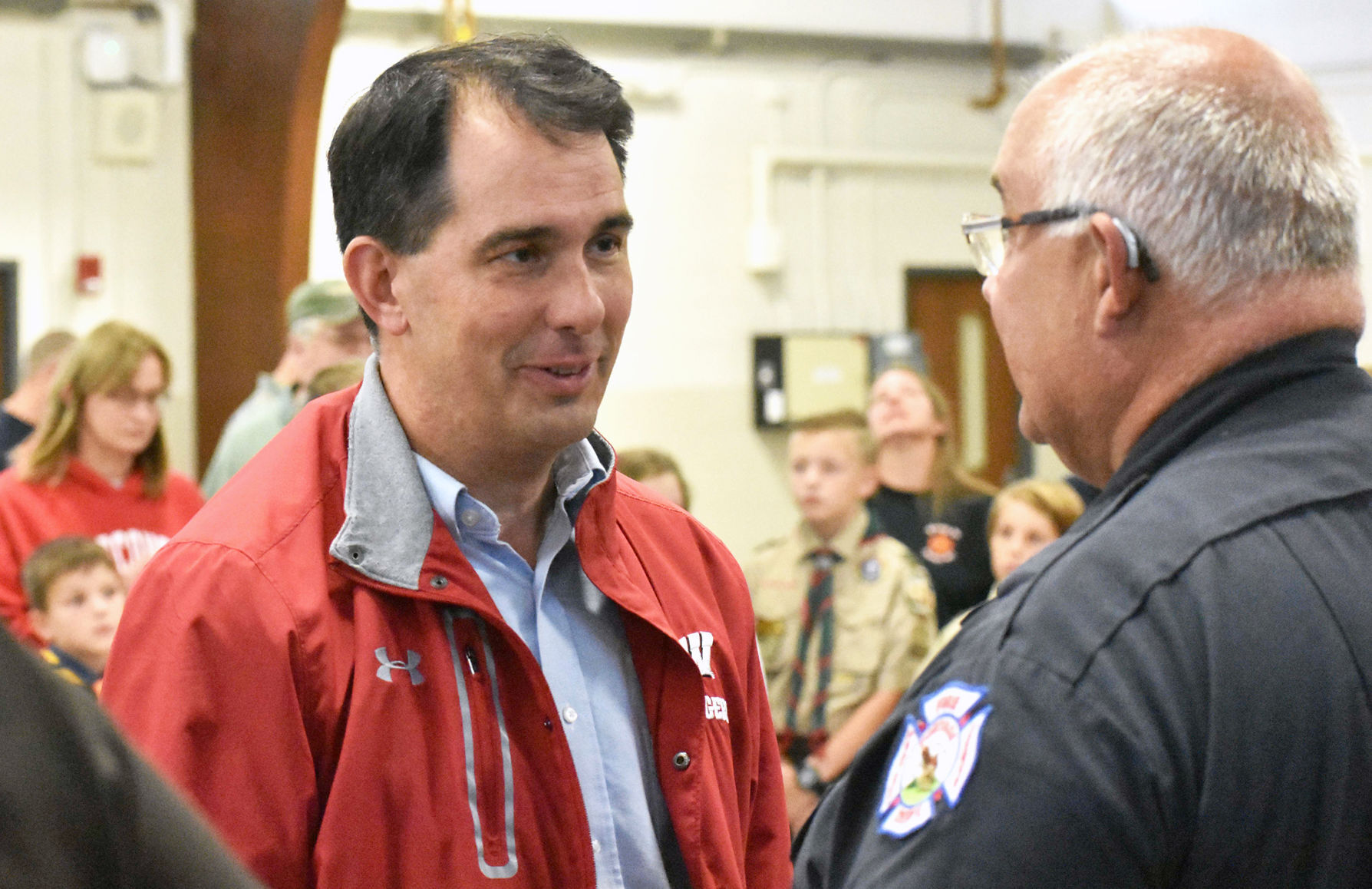 Scott Walker Portage flood visit